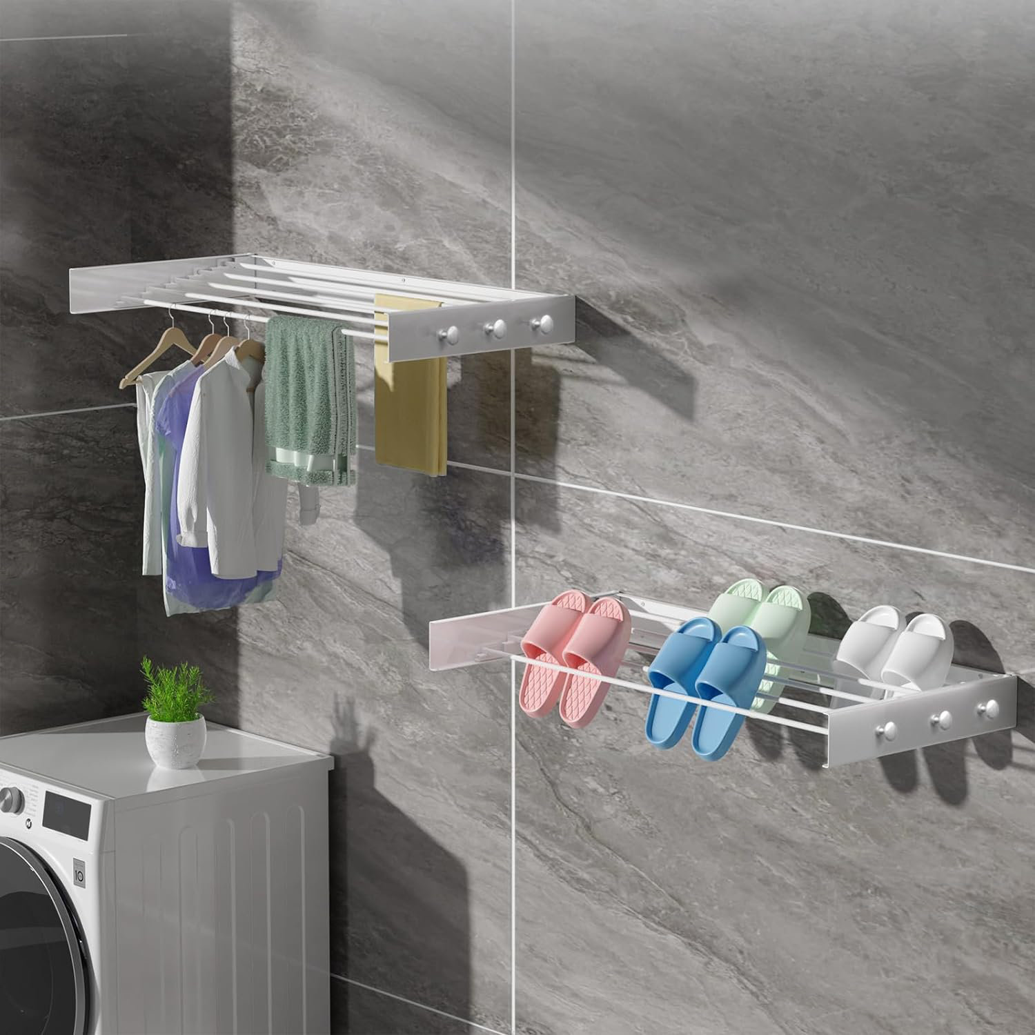 Rebrilliant 6 Knob Hooks Laundry Drying Rack Clothing, Wall Mounted